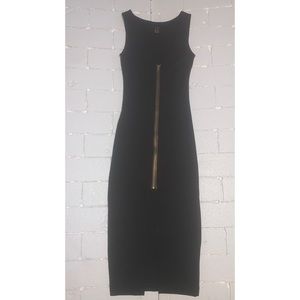 Black Zip Front Bodycon Dress